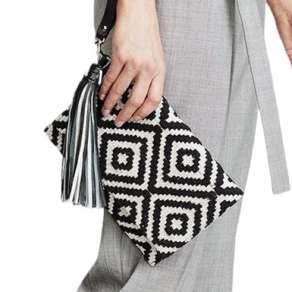 🔥REBECCA MINKOFF CLUTCH WITH LEATHER TASSEL AND HANDLE NWOT - Picture 2 of 8